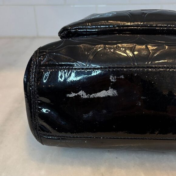 Coach Bag Purse Handbag Leather Leah Signature Embossed Patent Mini Tote Bag - Picture 10 of 16